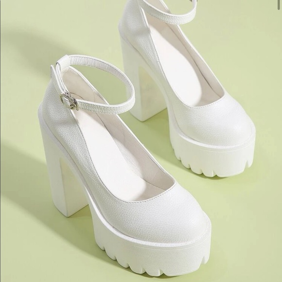 SHEIN | Shoes | Chunky Platform Heels White | Poshmark